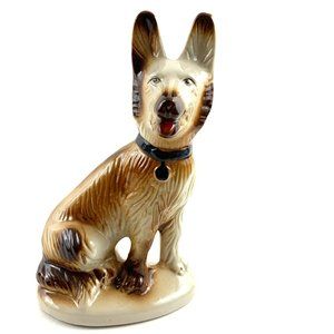 Vintage Brazilian Porcelain Figurine:  German Shepherd. 8 x 5 inches. VGC!